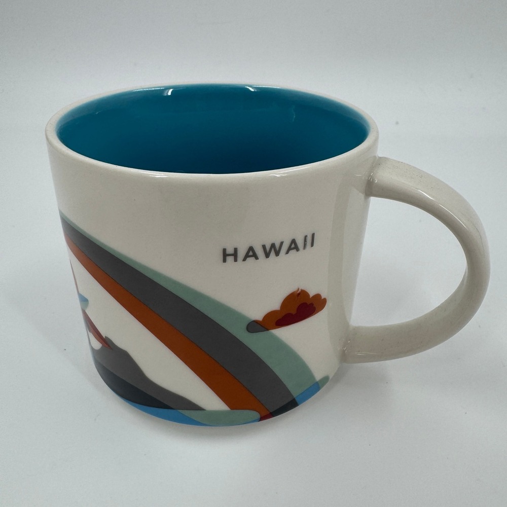 Starbucks Been There‎ Series Hawaii Coffee Mug 14oz White Blue Interior 2012